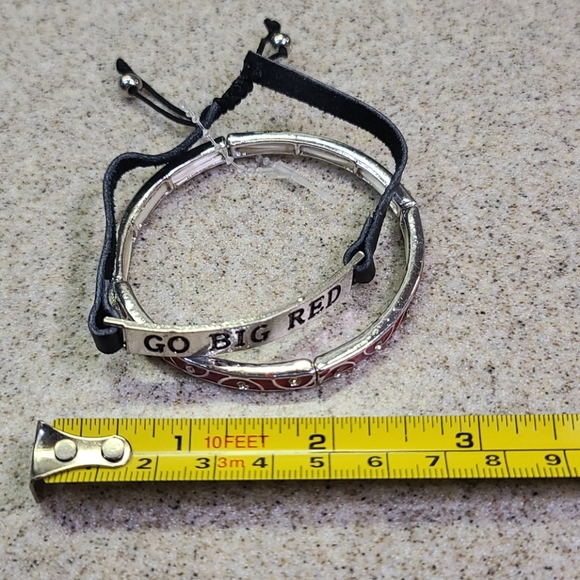 Go BIG RED 2 Bracelets.  1 Red/ 1 Leather - Picture 5 of 8